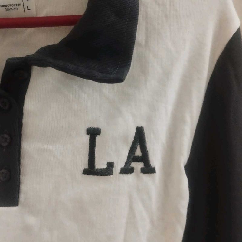 LA Crop Top - Grey and White