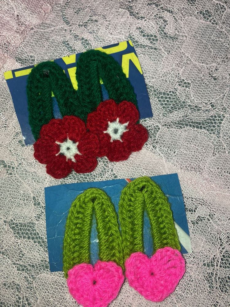 Crochet Flower clips