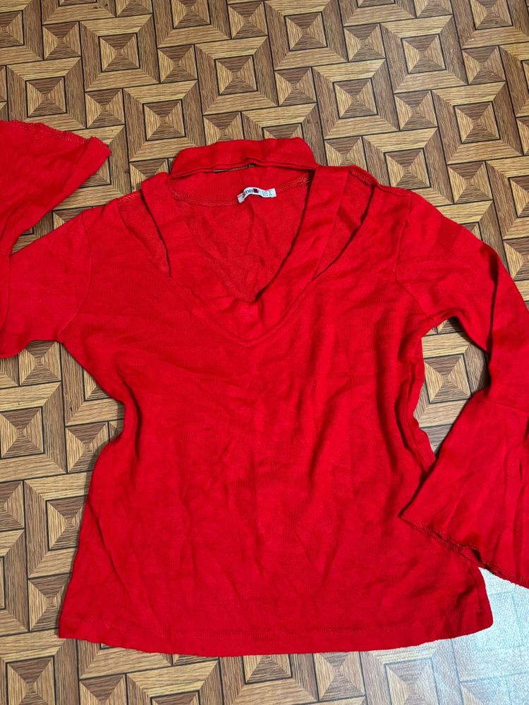 stylish woolen red top