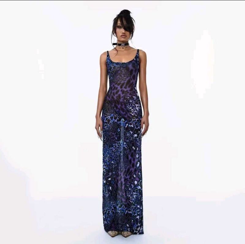 Violet Abstract Print Maxi Dress