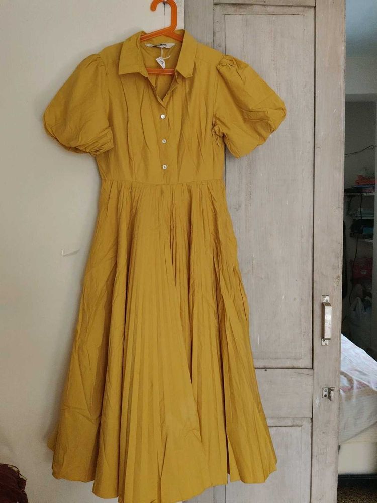 Mustard Midi Shirt Dress