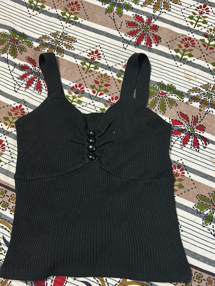 Black Ribbed Tank Top