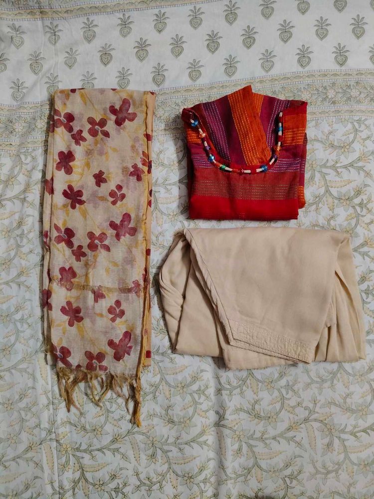 Multicolour cotton stitched salwar suit