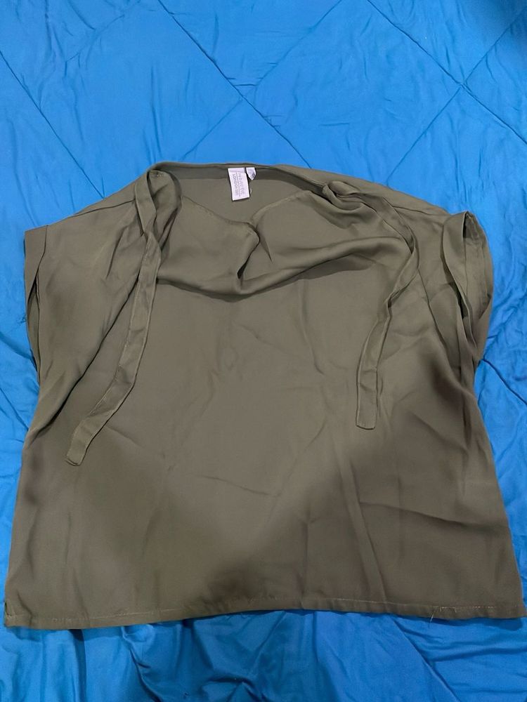 Olive Green Cowl Neck Top