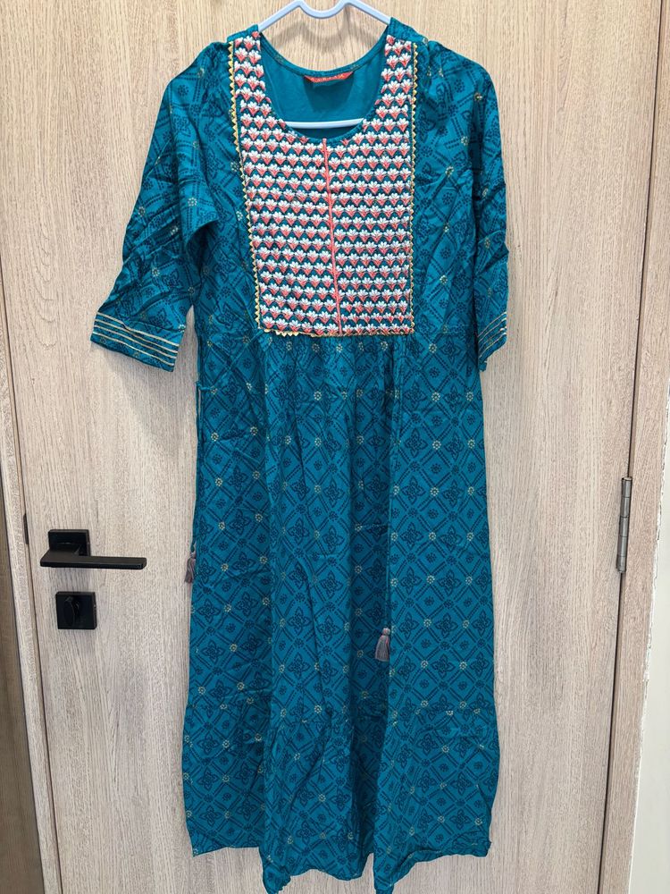 Teal Printed Kurta