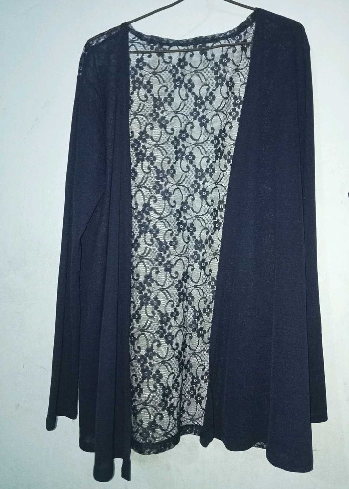 Elegant Blue Lace Cardigan
