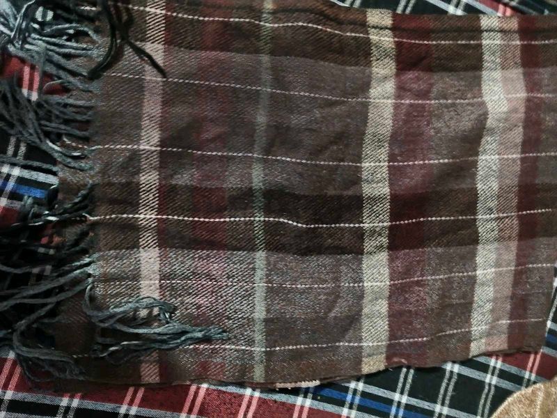 Plaid Scarf with Fringe