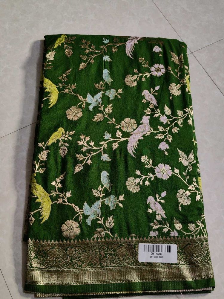 Green Banarasi dola Silk Saree