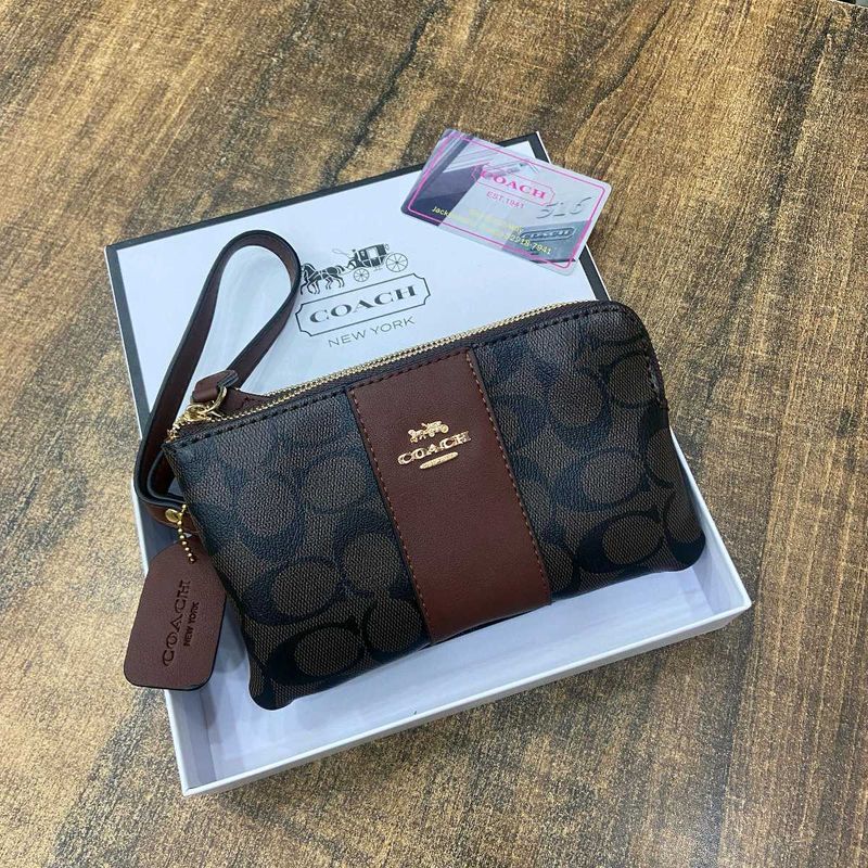 COACH Small Wristlet in Signature Canvas WD BOX