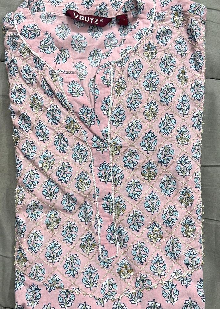 Pink Floral Print Kurti