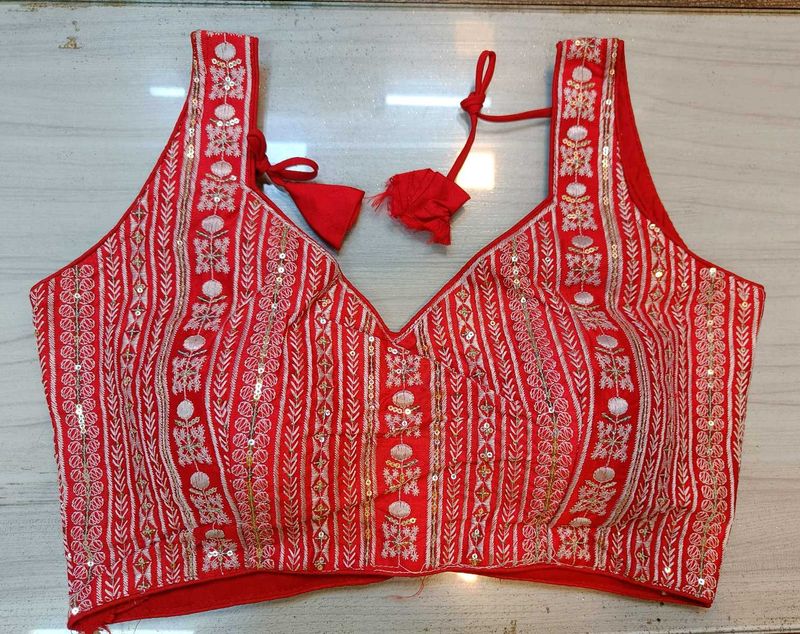 Red &amp; gold Sequins Blouse