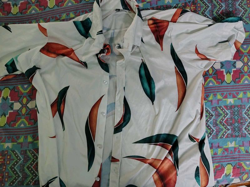 Leaf Print Casual Shirt