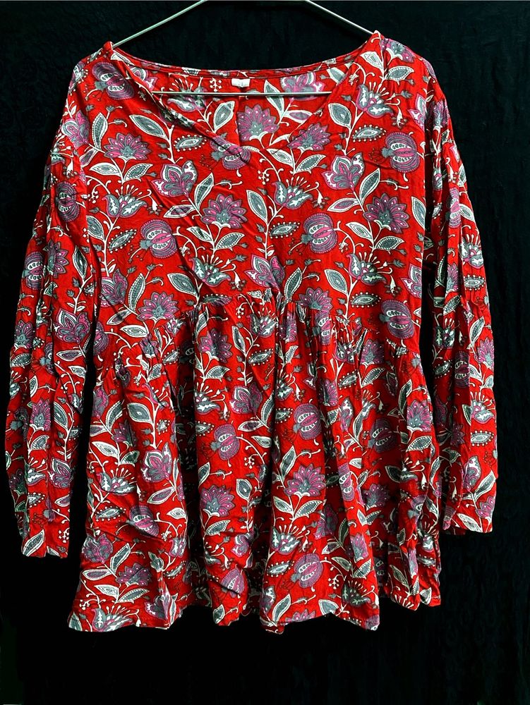 Red Floral Print Top