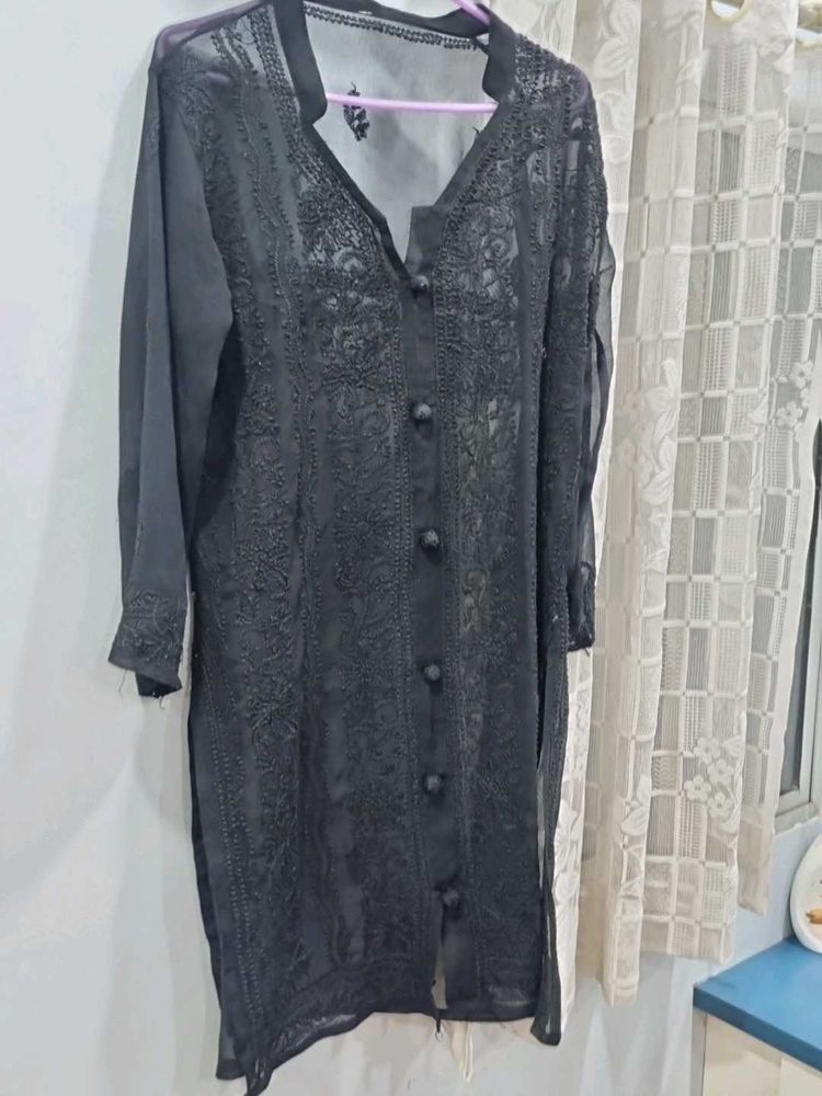 Black Embroidered lakhnavi Kurti