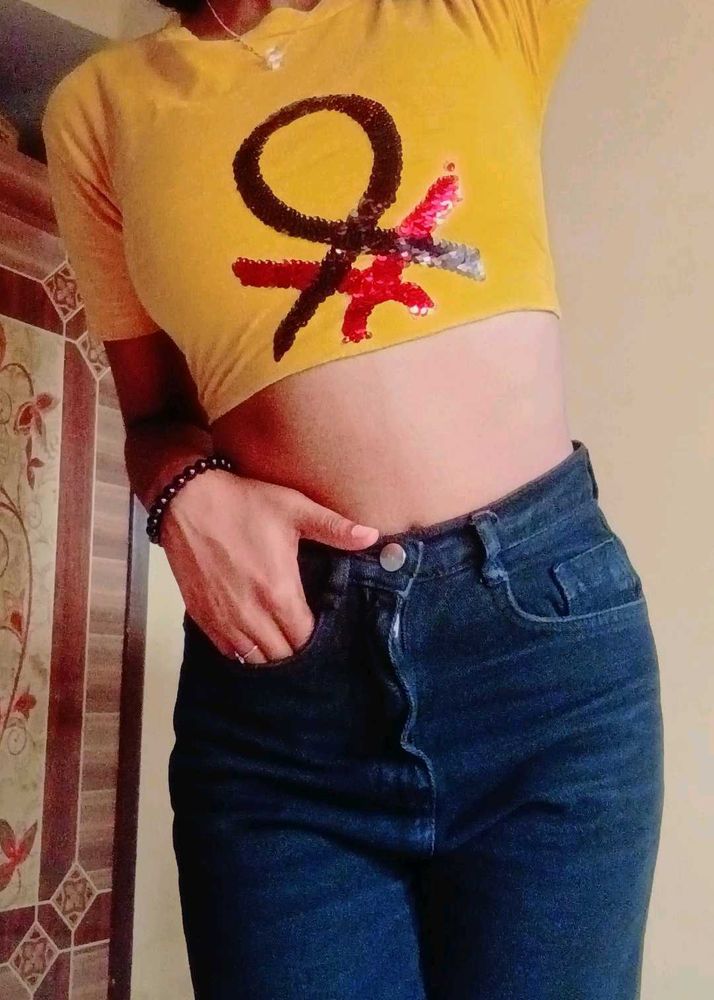 Stylish Yellow Crop Top