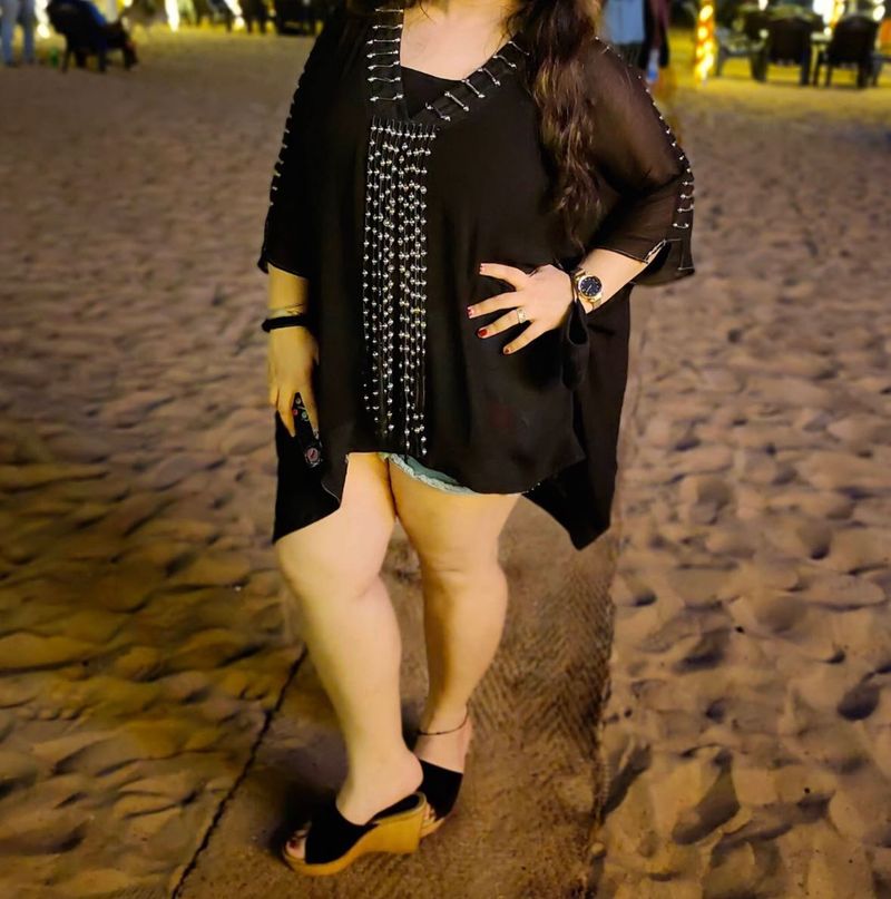 Black Embellished Kaftan Dress