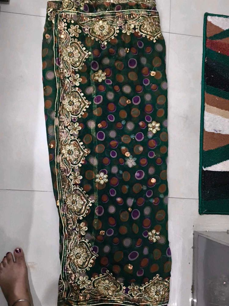 Green Embellished Saree