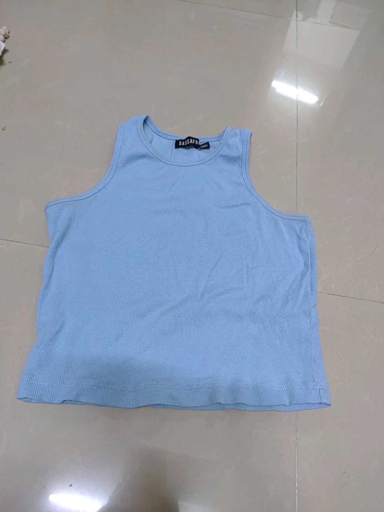 Blue Ribbed Tank Top