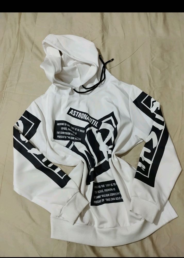 Cool Typographic Prinnt Astronaut Hoodie