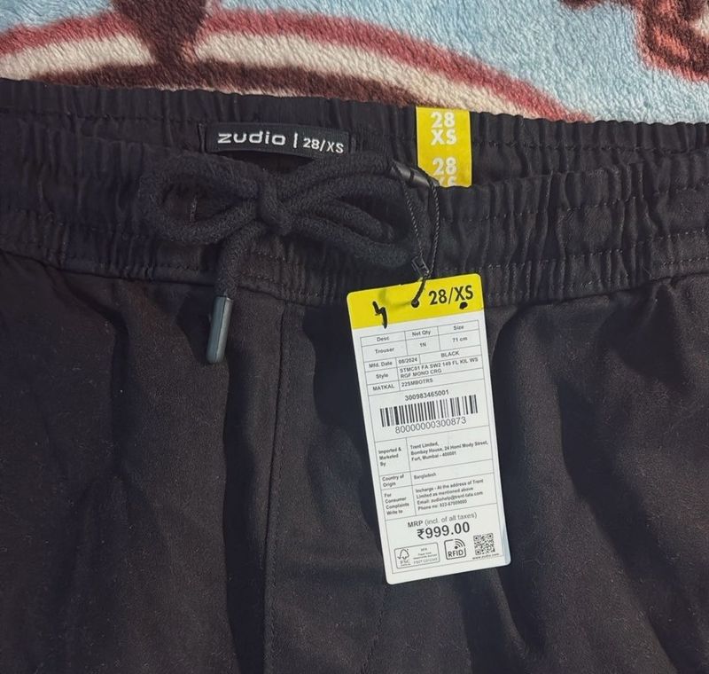 Black Cargo Style Casual Pants