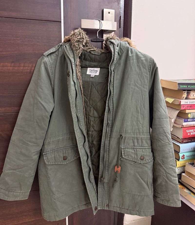 Stylish Faux Fur Hooded Jacket