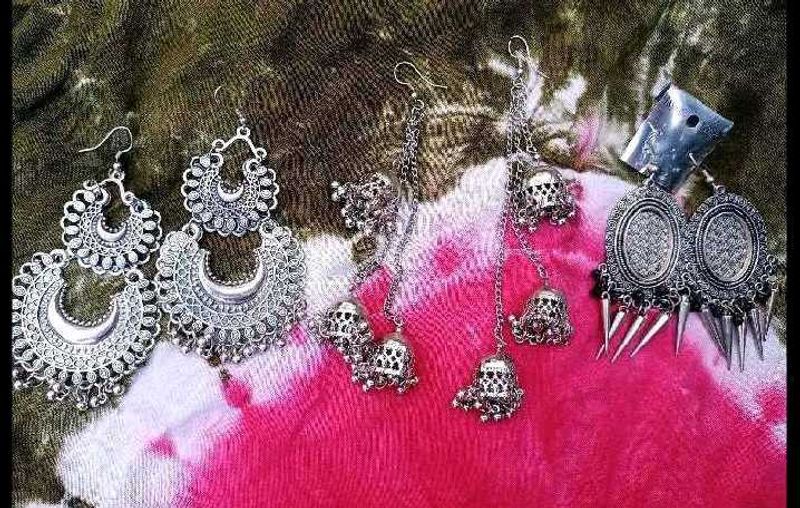 Set Of 3 Oxidised Earings