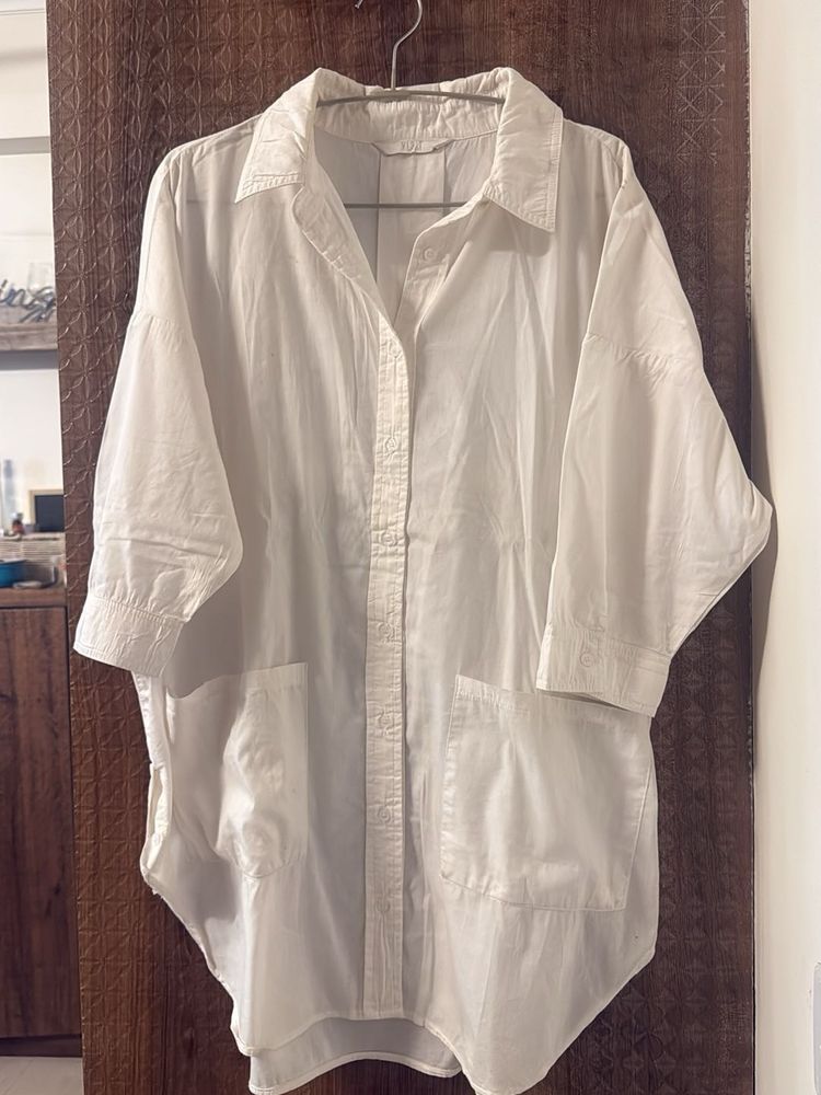 White Oversized Shirt Dress