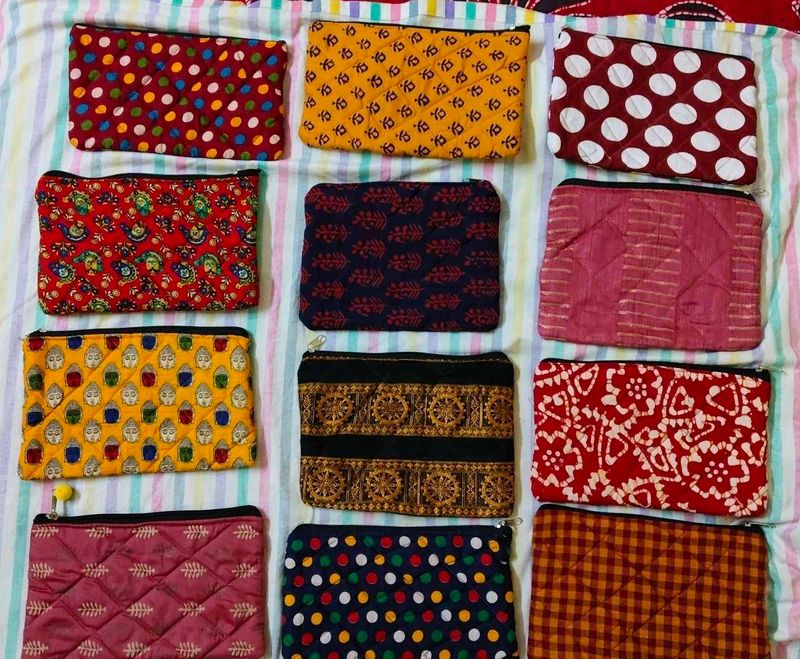 Colorful Handmade Pouches Set of 12
