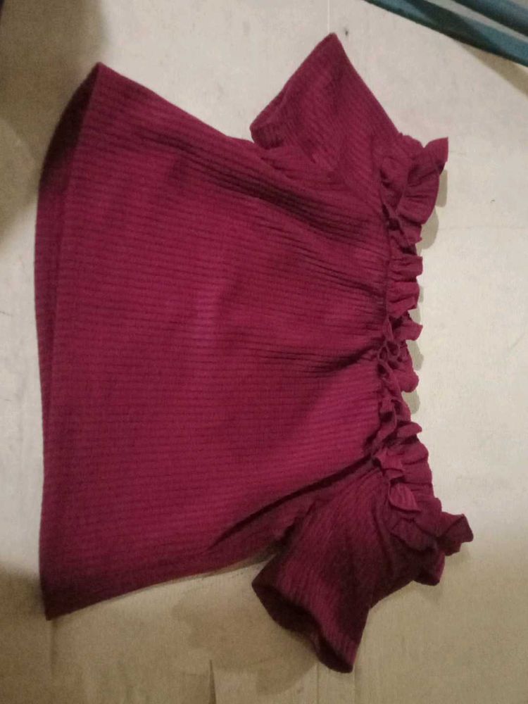Burgundy Ruffle Sleeve Top