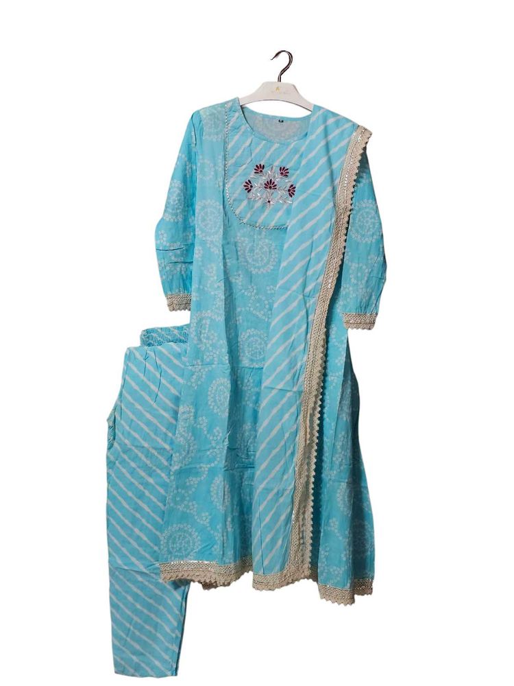 Sky Blue Kurta Set With Dupatta &amp; Bottom