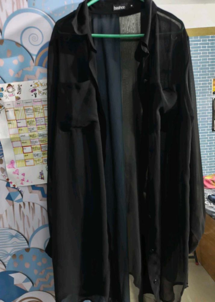 Boohoo Black Sheer Top
