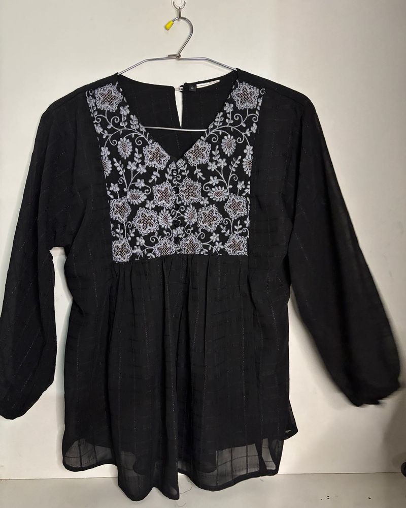 Black Embroidered Top