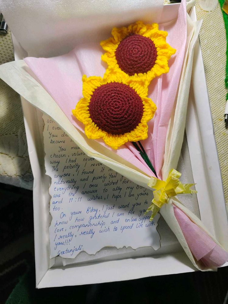 Handmade Knitted Sunflower Bouquet