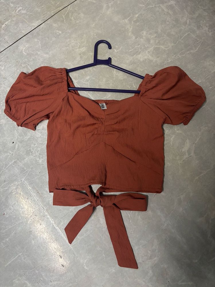 Chic Puff Sleeve Tie Top