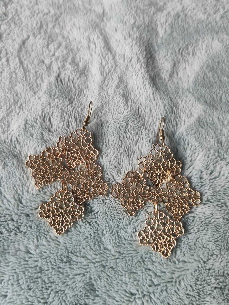 Gold Lace Drop Earrings