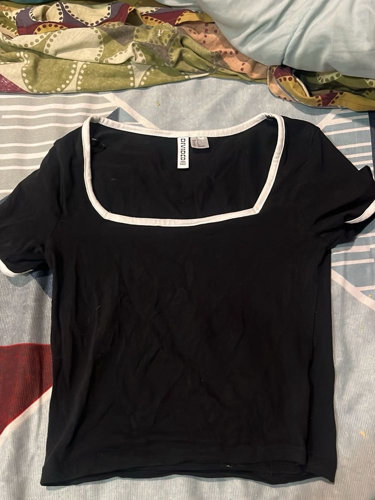Black &amp; White Trim Top