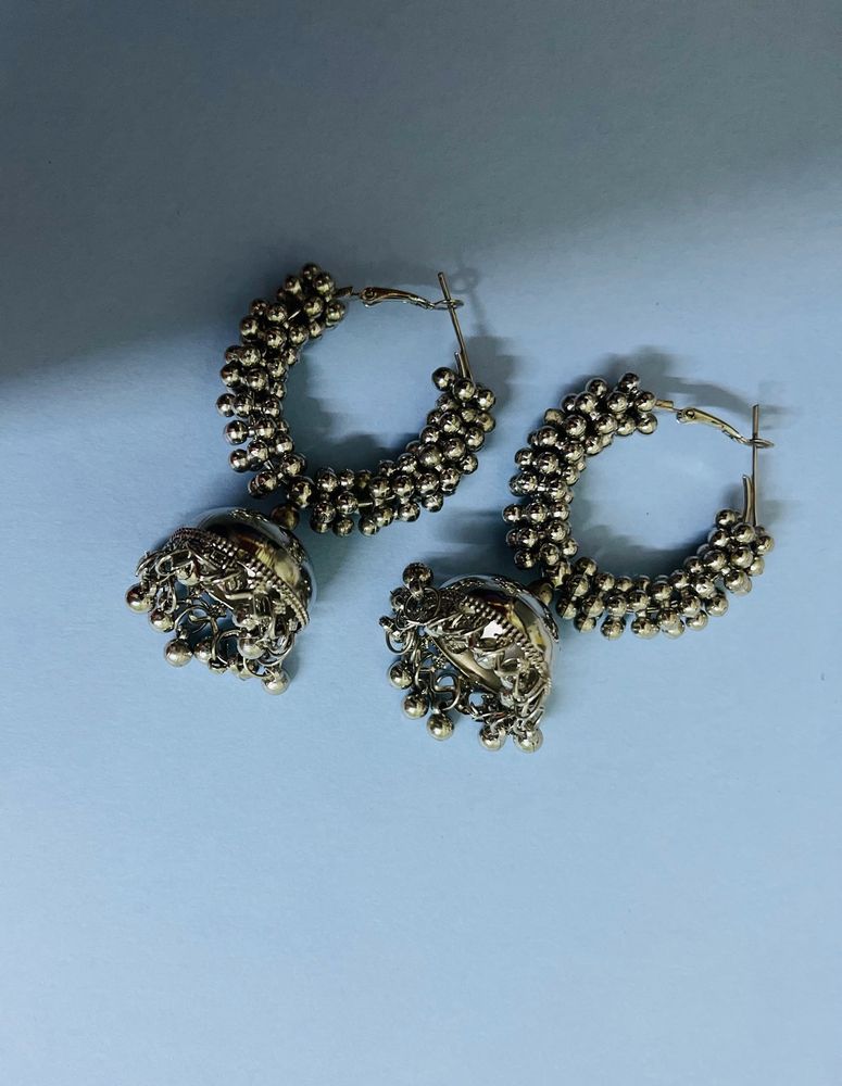 Oxidised Silver Jhumka