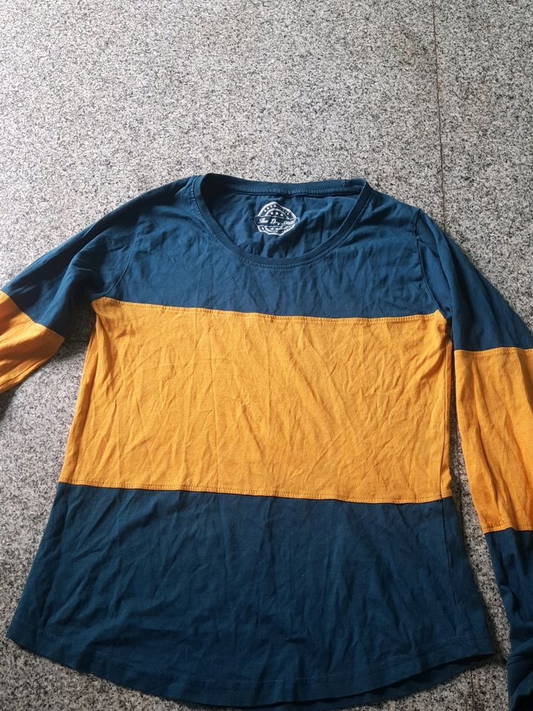 Mustard Yellow With Dark Green T Shirt
