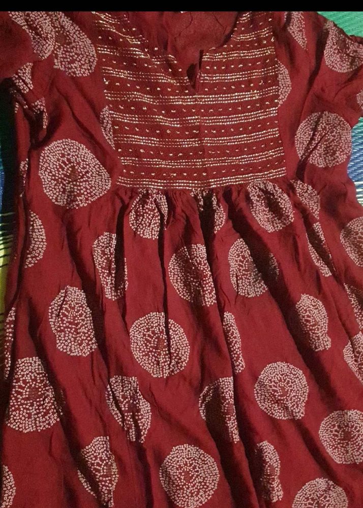 Maroon Printed Dress
