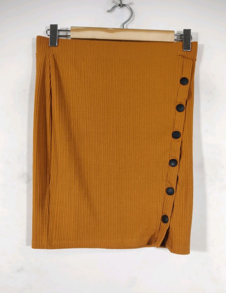 Shein Mustard Yellow Casual Mini Skirt (Women&#39;s)