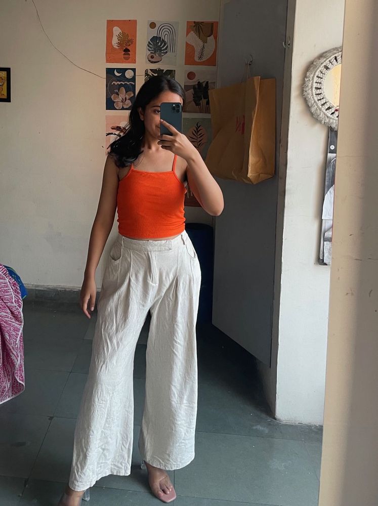 Orange Cami &amp; Wide Leg Pants Set