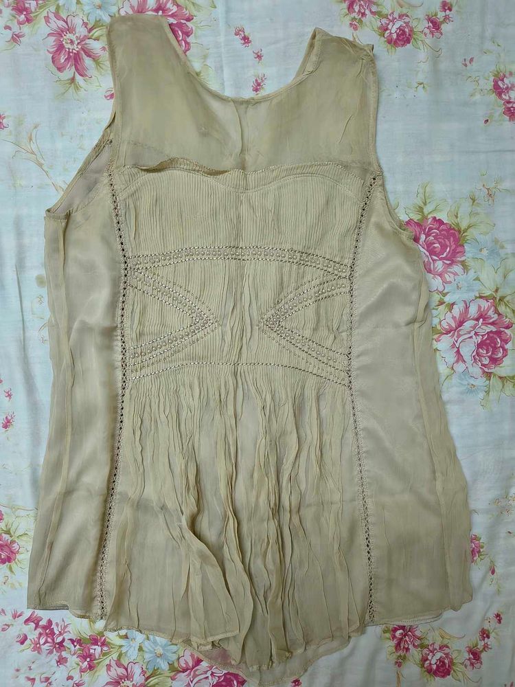 Beige Sleeveless Top