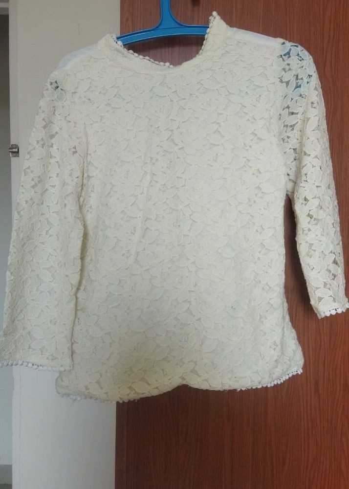 Lace Top with Mock Neck