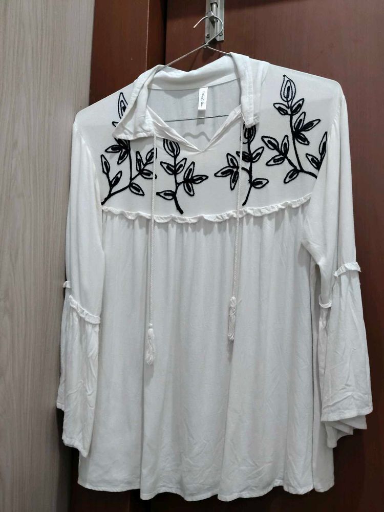 White Embroidered Top