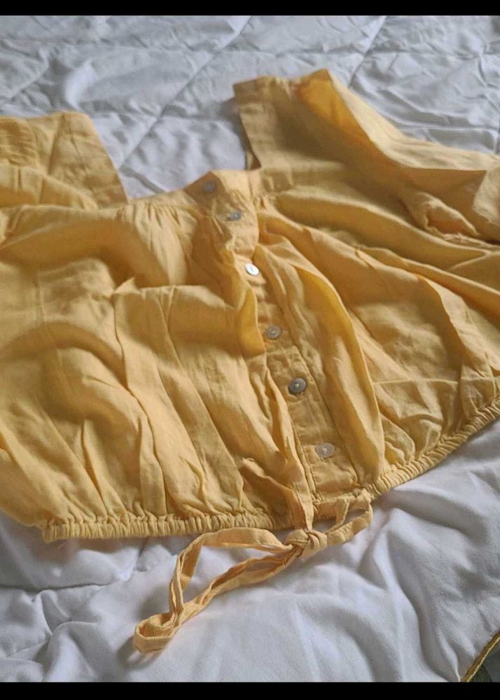 Yellow Button-Up Top
