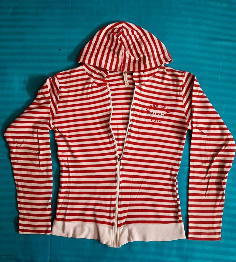 Girls Hooded Full Sleeves Tshirt