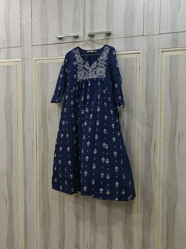 Blue Embroidered Dress