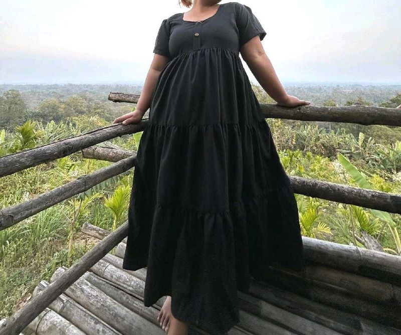 Black Fit And Flare Maxi Dress