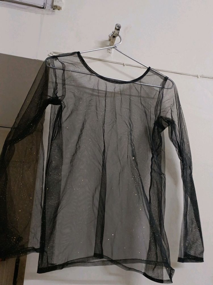 Sheer Black Long Sleeve Top