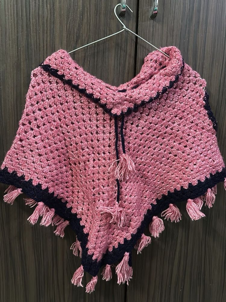 Pink Crochet Poncho
